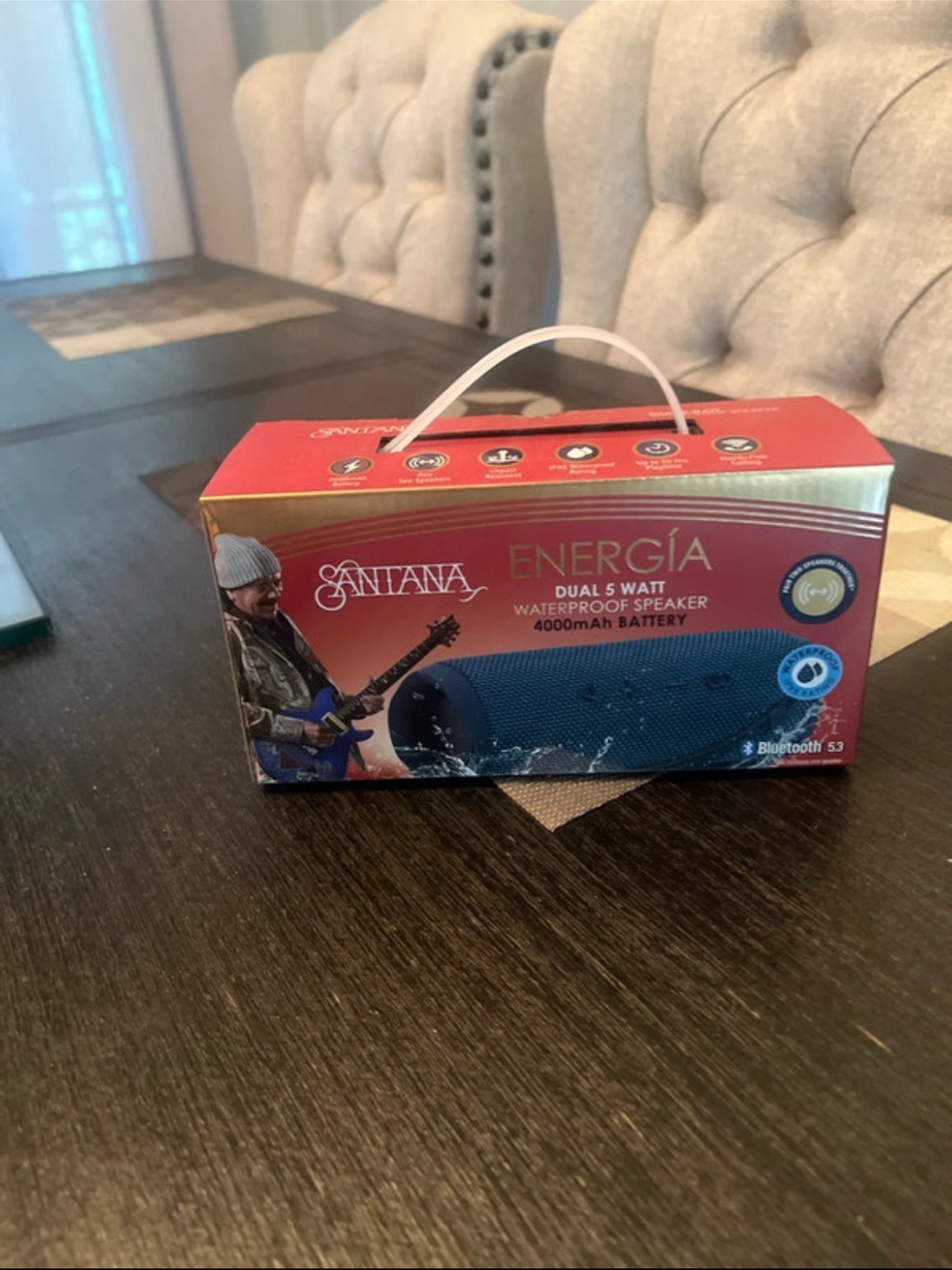 Carlos Santana Energía Portable Bluetooth Speaker - Red Box, Blue Speaker